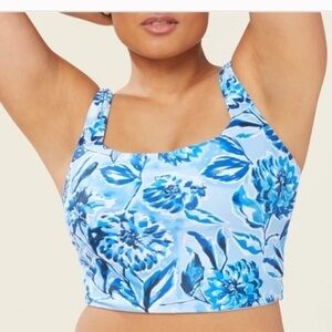 Andie Swim The Siren Tank Top Blue Floral XL
